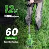 12V 200W Cordless Grass Trimmer Rechargeable Lawn Mower 9000M/Min Weed Cutter with Saw Blade 2 Stainless Steel Blades 10 Plastic Blades 2 Rechargeable