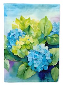 Hydrangeas in Watercolor House Flag Large Porch Sleeve Pole Decorative Outside Yard Banner Artwork Wall Hanging, Polyester, House Size, Multicolo