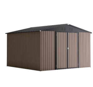 Steel Garden Shed With Double Lockable Door (Color: BROWN)