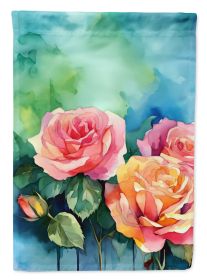 New York Roses in Watercolor Garden Flag Mailbox Flag Decorative Yard Flag Banner Outside Patio Artwork Yard Flower Beds, Garden Size, Multicolor (Default: Default)