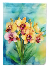 Orchids in Watercolor Garden Flag Mailbox Flag Decorative Yard Flag Banner Outside Patio Artwork Yard Flower Beds, Garden Size, Multicolor (Default: Default)