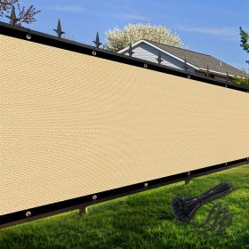 Artpuch Privacy Fence Screen Sand Customized Outdoor Mesh Panels for Backyard, Balcony,Patio,Construction Site with Zip Ties (Color: Sand, size: 5x50 ft)