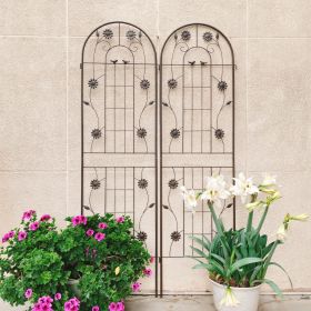 2 Pack Metal Garden Trellis 71" x 19.7" Rustproof Trellis for Climbing Plants Outdoor Flower Support (Color: BROWN)