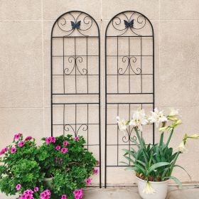 2 Pack Metal Garden Trellis 71" x 19.7" Rustproof Trellis for Climbing Plants Outdoor Flower Support Black (Color: Black)