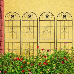 4 Pack Metal Garden Trellis 71" x 19.7" Rustproof Trellis for Climbing Plants Outdoor Flower Support Black (Color: Black)