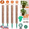 4Pcs Coco Coir Extendable Moss Pole for Climbing Plants Plant Support with 10 Labels 6.6Feet Jute Rope 6.6 Feet Fasten Strap 65.6 Feet Twist Tie Indoo