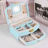 2-Layer Jewelry Box for Women Girls Lockable Leather Jewelry Organizer Jewelry Travel Case for Rings Earrings Necklaces Bracelets